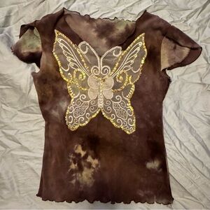Vintage Butterfly Sequin Top